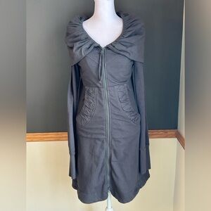 PRARIE UNDERGROUND Women's Long Cloak Hoodie Full Zip Up Gray Size XS Organic